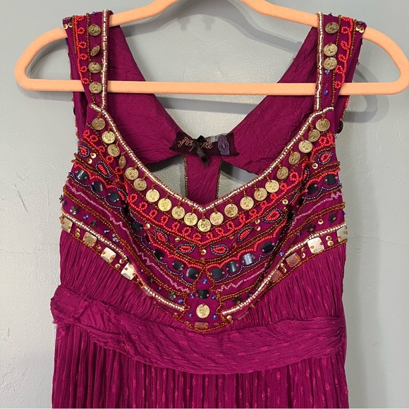 Free People Jeweled Chevron Fuchsia Dress - Picture 6 of 15